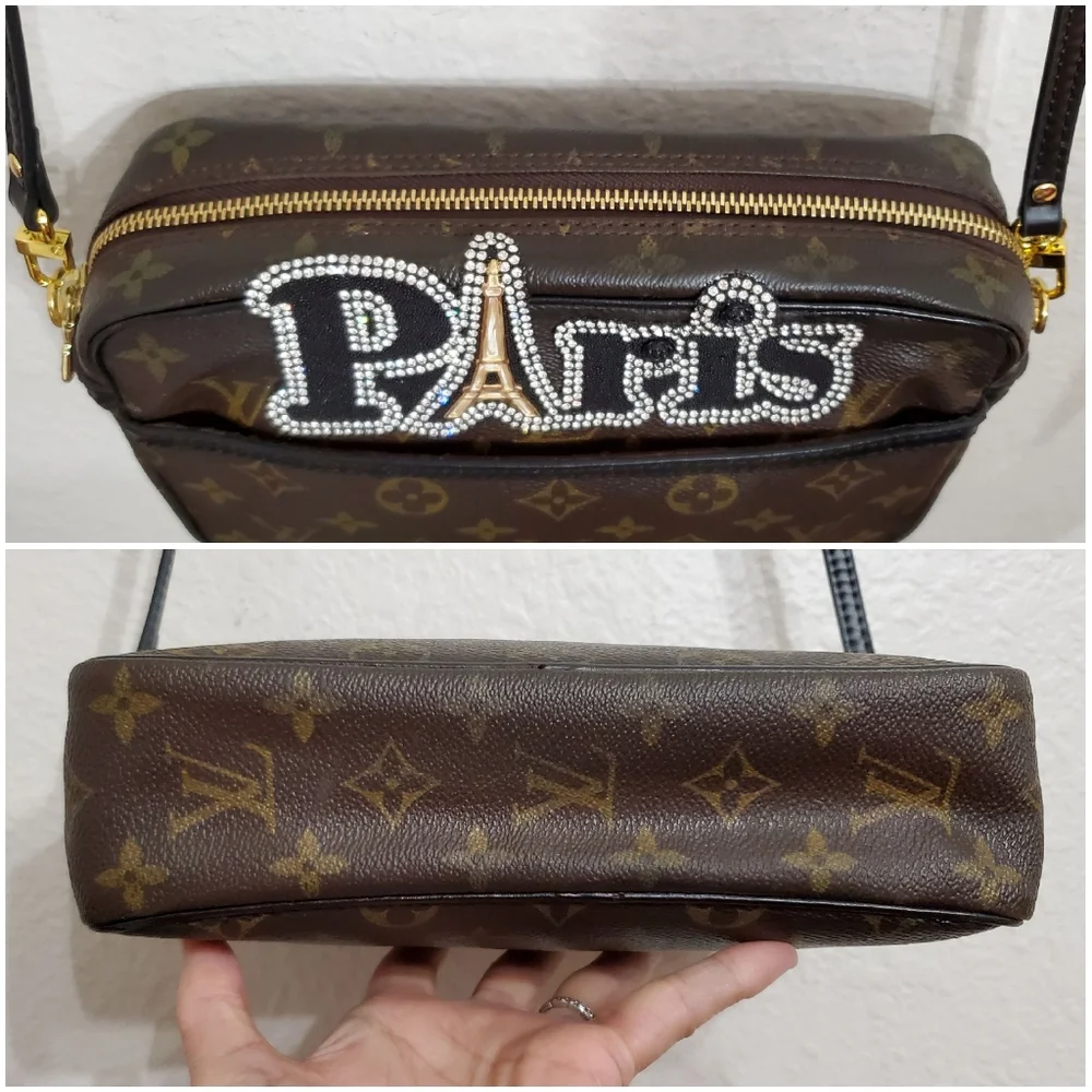 Louis Vuitton Brown Monogram Crossbody with Black and Gold Accents - Picture 5 of 9